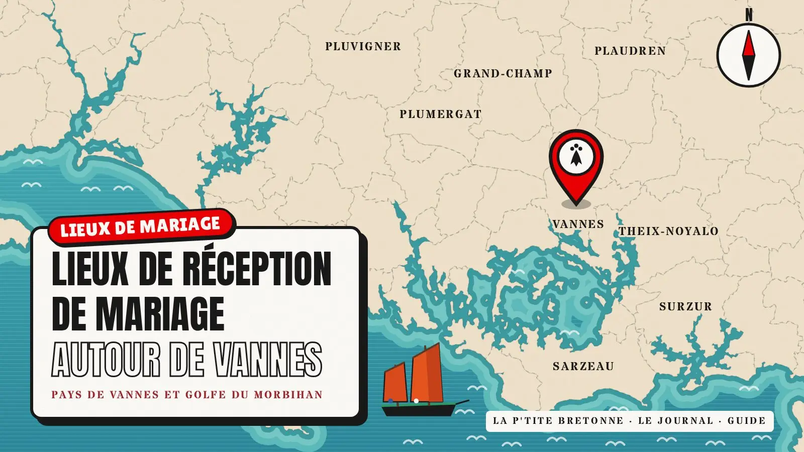 Carte : Vannes et le Golfe du Morbihan, où se trouvent les lieux de réception